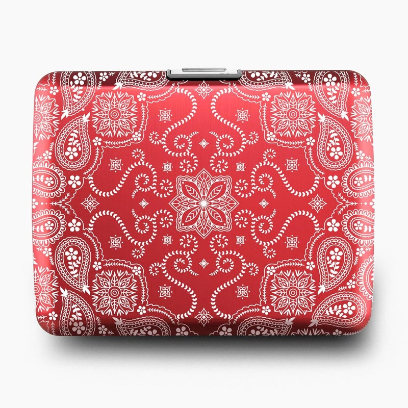 ÖGON -DESIGNS- Aluminum wallet, Large capacity with metal lock, RFID Protection against fraud and demagnetization, model Smart Case OSLO Large (Engraving Bandana Red) - Image 3